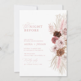 Boho pampas gras en stoffige roze repetitie diner kaart