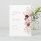 Boho pampas gras en stoffige roze repetitie diner kaart (Staand voorkant)