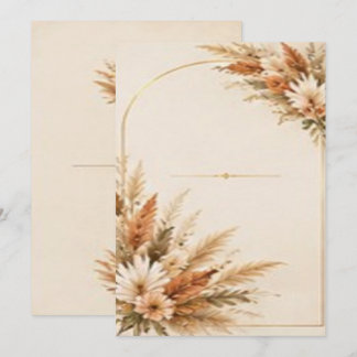 Boho Pampas Gras en Terracotta Bloemen Boog Kaart