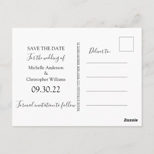  Boho Pampas gras Floral Save the Date Briefkaart (Achterkant)