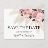  Boho Pampas gras Floral Save the Date Briefkaart (Voorkant)
