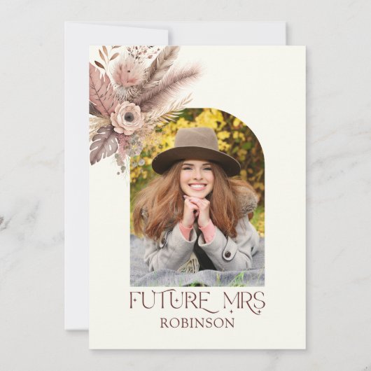 Boho Pampas Gras Foto Bruidsfeest Uitnodiging (Achterkant)