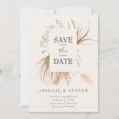 Boho Pampas Gras Foto | Moderne Tropische Bruiloft Save The Date (Voorkant)