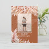 Boho Pampas Gras FOTO Terracotta Save The Date (Staand voorkant)
