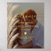 Boho pampas gras foto welkom bruiloft waterverf folie afdrukken (Voorkant)