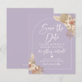 Boho Pampas Gras Gedempte Lavendel Bewaar De Datum Save The Date (Voorkant / Achterkant)