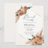 Boho Pampas Gras Gedroogd Boeket Brunch en Bubbly Kaart (Voorkant / Achterkant)