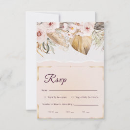 Boho Pampas Gras Gedroogde Palm Gescheurd Papier B RSVP Kaartje