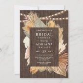 Boho Pampas Gras Gedroogde Palm Hout Bruiloft Fees Kaart (Voorkant)