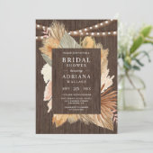Boho Pampas Gras Gedroogde Palm Hout Bruiloft Fees Kaart (Staand voorkant)