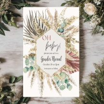 Boho Pampas Gras Geslacht bekend maken Uitnodiging