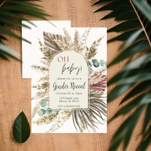 Boho Pampas Gras Geslacht Revele Uitnodiging