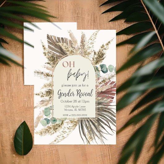 Boho Pampas Gras Geslacht Revele Uitnodiging