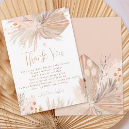 Boho pampas gras geslachtsneutraal baby shower bedankkaart