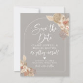 Boho Pampas Gras Grijs Beige Save The Date (Voorkant)