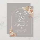 Boho Pampas Gras Grijs Beige Save The Date (Voorkant / Achterkant)
