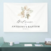 Boho Pampas Gras Groen Bloemen Cross Doop Spandoek (Beurs)