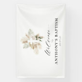 Boho Pampas Gras Groen Bloemen Cross Doop Spandoek (Verticaal)