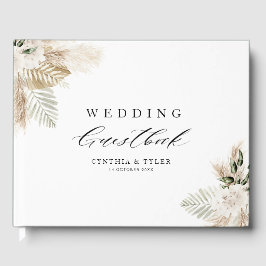 Boho pampas gras groen bruiloft gastenboek