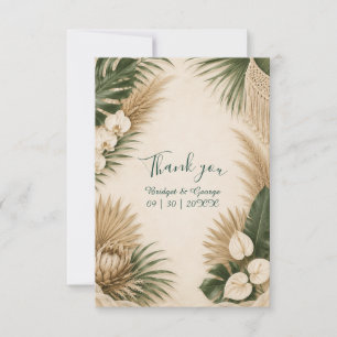 boho Pampas Gras Hawaii Bloemrijke Tropische Bruil Bedankkaart
