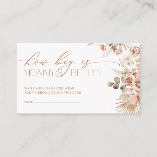 Boho Pampas gras Hoe groot is mama's buik Informatiekaartje (Voorkant)