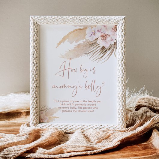 Boho pampas gras hoe groot is mama's buik spel poster