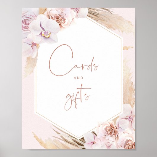 Boho pampas gras Kaarten en geschenken Poster (Voorkant)