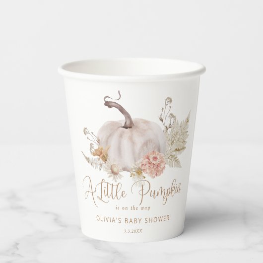 Boho pampas gras kleine pompoen is op de weg papieren bekers (Achterkant)