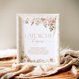Boho pampas gras late nacht luiers spel poster