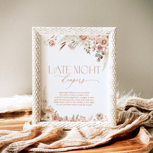 Boho pampas gras late nacht luiers spel poster