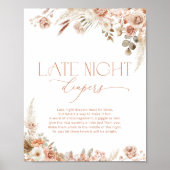 Boho pampas gras late nacht luiers spel poster (Voorkant)