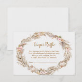 Boho Pampas Gras Luier Raffle Kaart | Stof Roos (Voorkant / Achterkant)