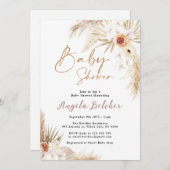 Boho Pampas Gras Meisje Baby Shower Kaart (Voorkant / Achterkant)