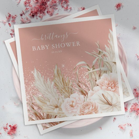 Boho Pampas Gras Meisje Baby Shower Servetten