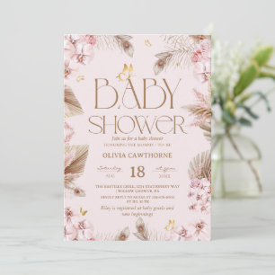 Boho Pampas Gras Meisje Baby Shower Uitnodiging