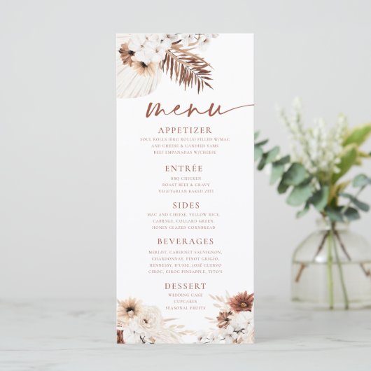 Boho Pampas Gras Menu (Staand voorkant)