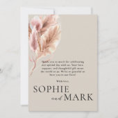 Boho pampas gras minimalistisch met foto bruiloft bedankkaart (Voorkant)