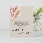 Boho pampas gras minimalistisch met foto bruiloft bedankkaart (Staand voorkant)