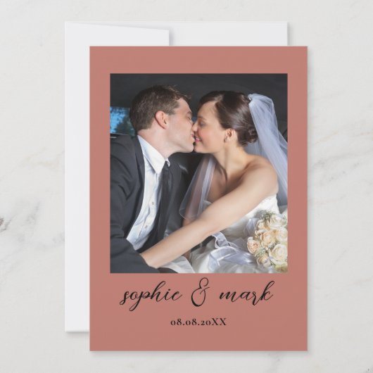 Boho pampas gras minimalistisch met foto bruiloft bedankkaart (Achterkant)