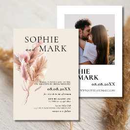 Boho Pampas Gras Minimalistisch Met Foto Kaart