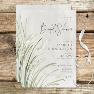 Boho Pampas Gras Minimalistische Bruidsontvangst Kaart