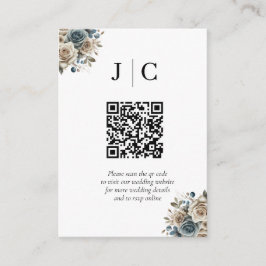Boho Pampas Gras Minimalistische QR Code Enclosure Informatiekaartje