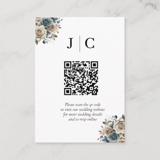 Boho Pampas Gras Minimalistische QR Code Enclosure Informatiekaartje (Voorkant)
