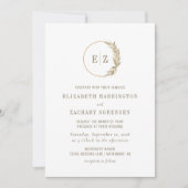 Boho Pampas Gras Monogram Krans Beige Bruiloft Kaart (Voorkant)