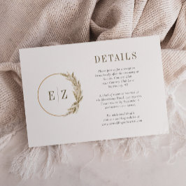 Boho Pampas Gras Monogram Krans Beige Details Informatiekaartje