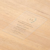 Boho Pampas Gras Monogram Krans Trouwen Acryl Uitnodigingen