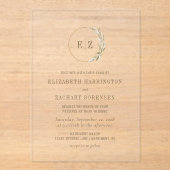 Boho Pampas Gras Monogram Krans Trouwen Acryl Uitnodigingen