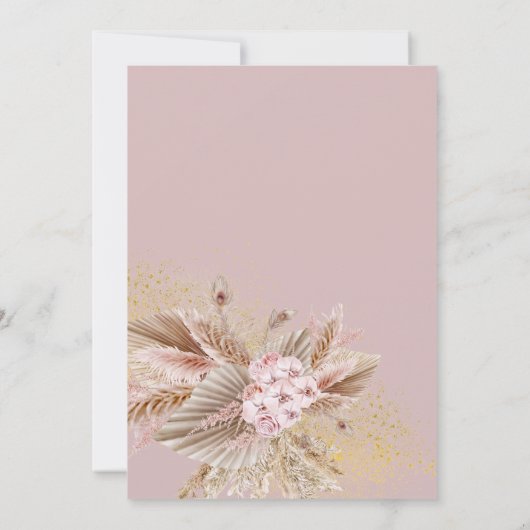 Boho Pampas Gras Neutraal Bloem Baby Meisje Douche Kaart (Achterkant)