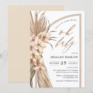 Boho Pampas Gras Oh Baby Shower Uitnodiging