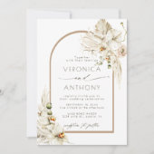 Boho Pampas Gras Orchidee Bloemige Bruiloft Kaart (Voorkant)